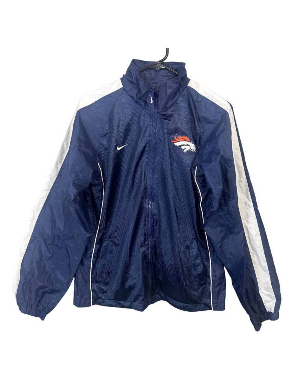 Nike Boys Size XL Broncos Navy & White Full-Zip Jacket Lightweight GUC